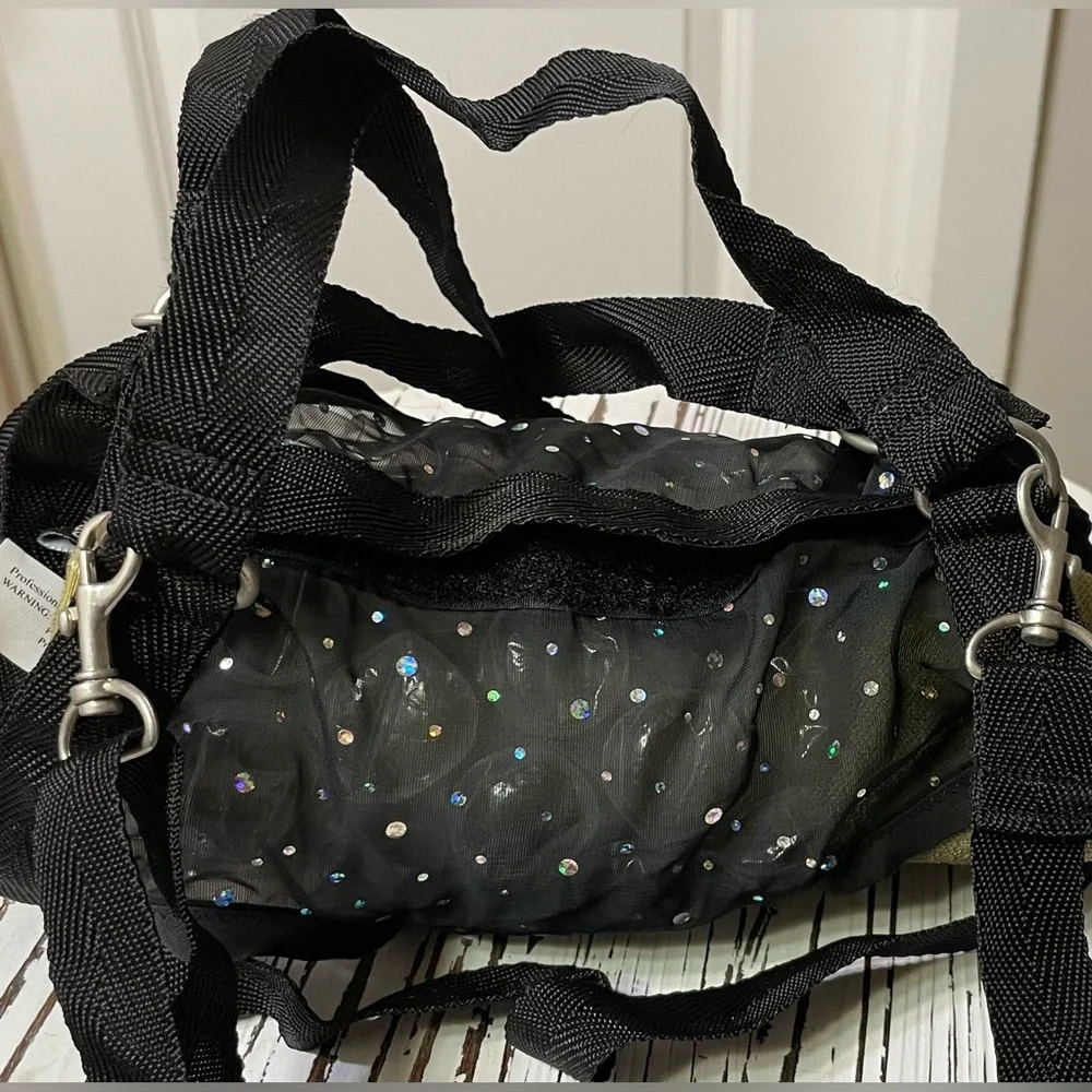 Black Sequin Puppy Purse and Harness. Large